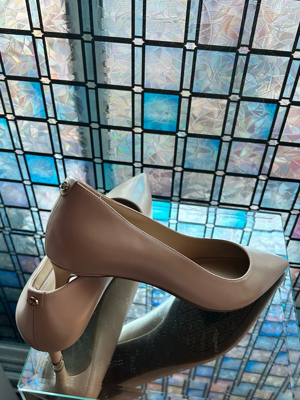 Michael Kors Nude Pointed-Toe Mid Heel Pumps